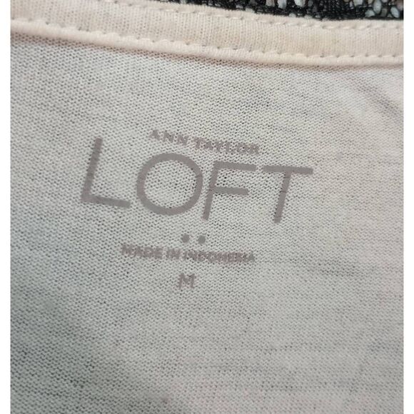 Loft Shirt Ladies Medium Ivory Black Lace Tank - Picture 5 of 8